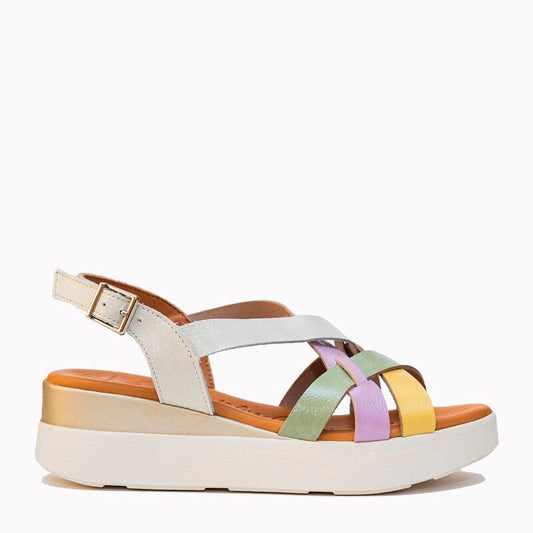5670 Spanish leather Sport delux sandals/wedge in white/mutli colour sandals Sam Star Shoes White 36/3 
