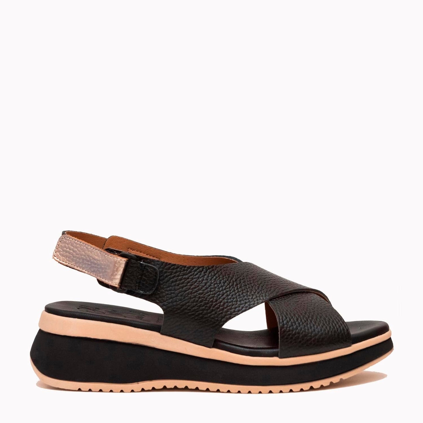 5943 Spanish leather crossed strap sandals in off white and Black (New) sandals Sam Star Shoes Black 36/3 