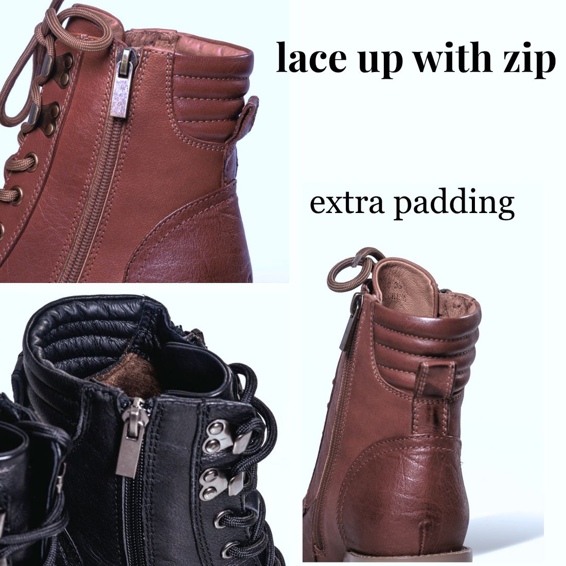 SS26010 Leather block heel boots with lace up in brown and black ( NEW ) Boots Sam Star shoes 