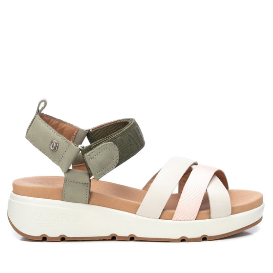 68468 Spanish leather sandals in sport deluxe style in Khaki, white sandals Sam Star Shoes Khaki/White 36 (3) 