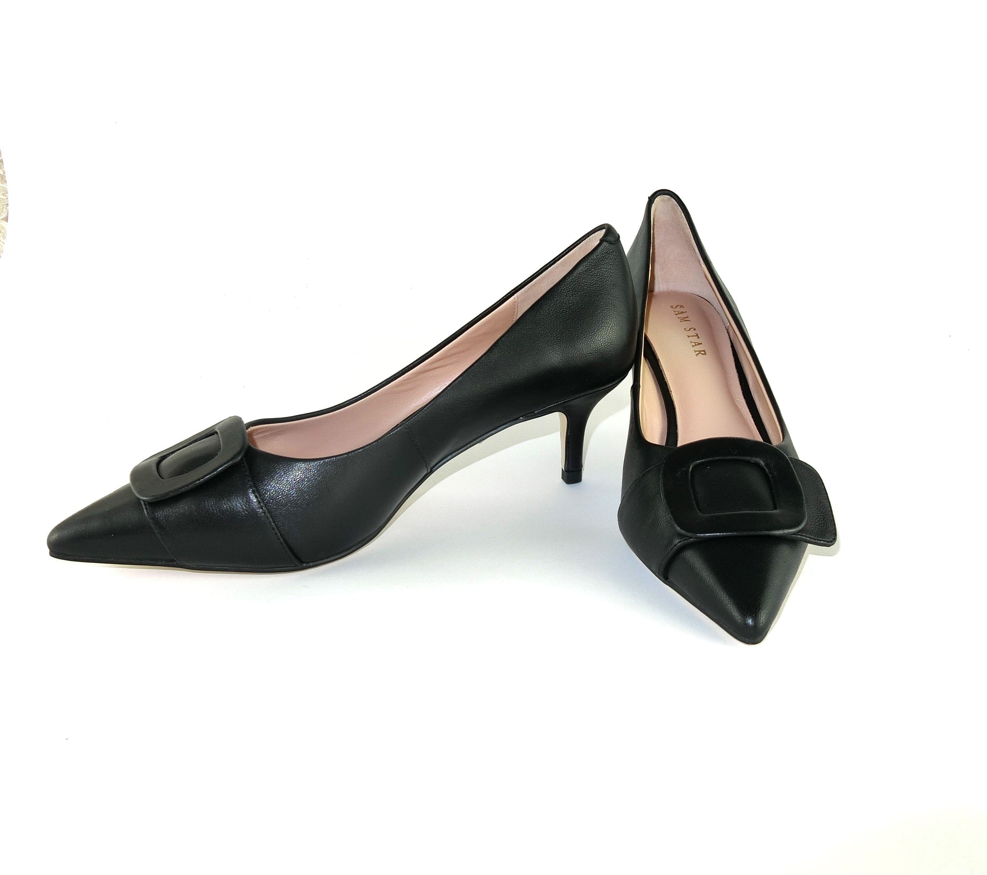 Pre order - SS23005 Leather court shoes with buckle - Black ladies shoes Sam Star shoes 