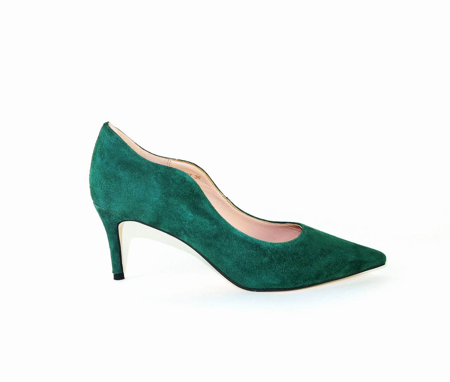 SS23007 Leather court shoes with curve design- Dark green ladies shoes Sam Star shoes Dark green 36/3 