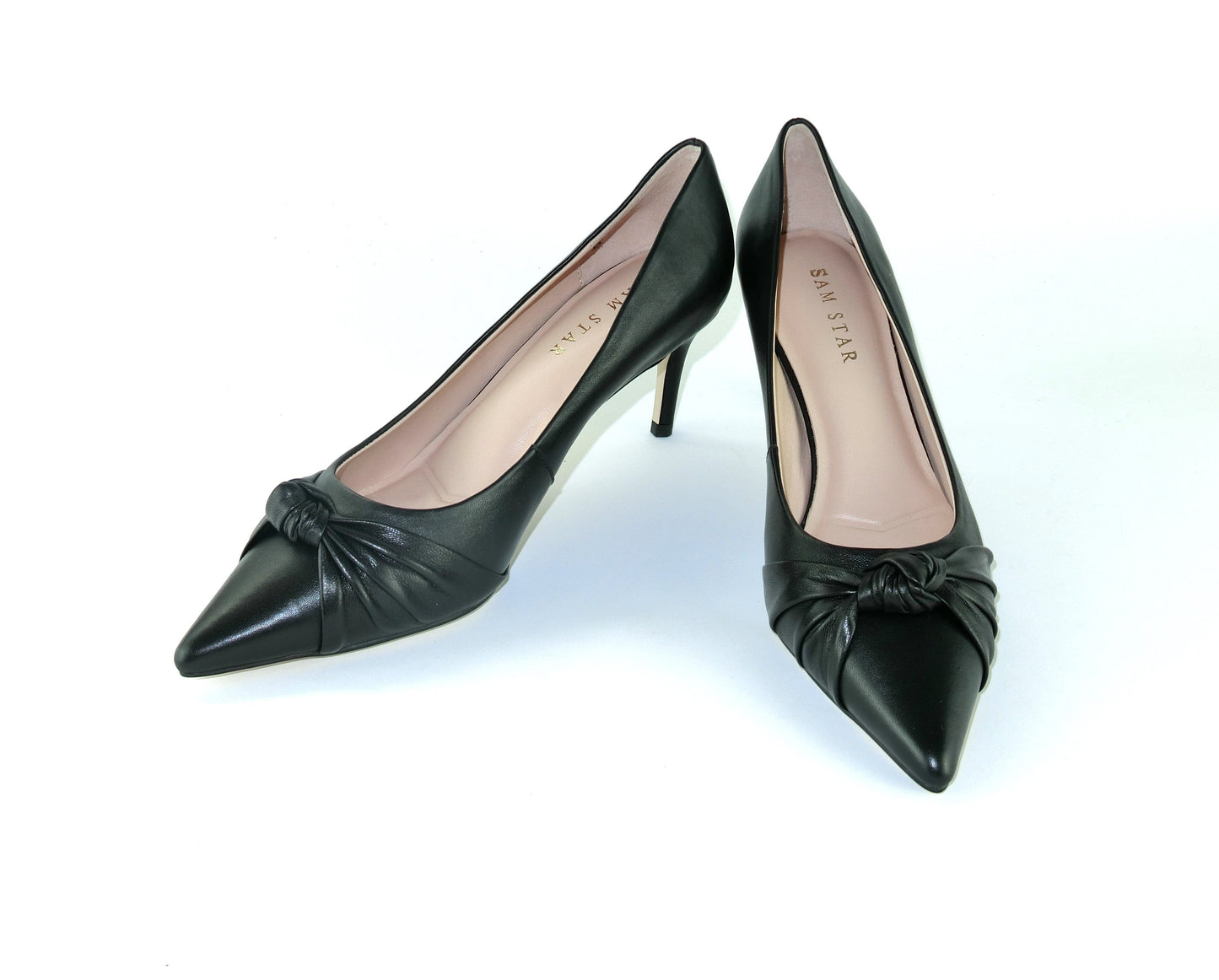 SS23004 Leather court shoes with knot design - Black and Tan ladies shoes Sam Star shoes Black 40/7 