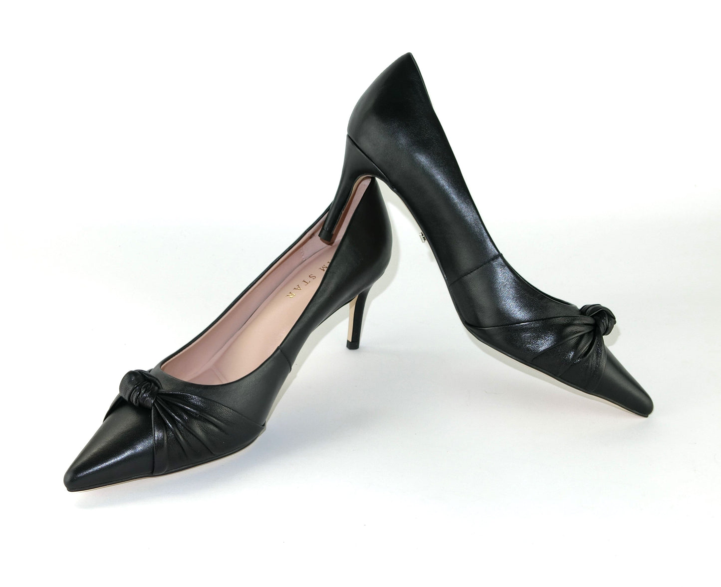 SS23004 Leather court shoes with knot design - Black and Tan ladies shoes Sam Star shoes Black 37/4 