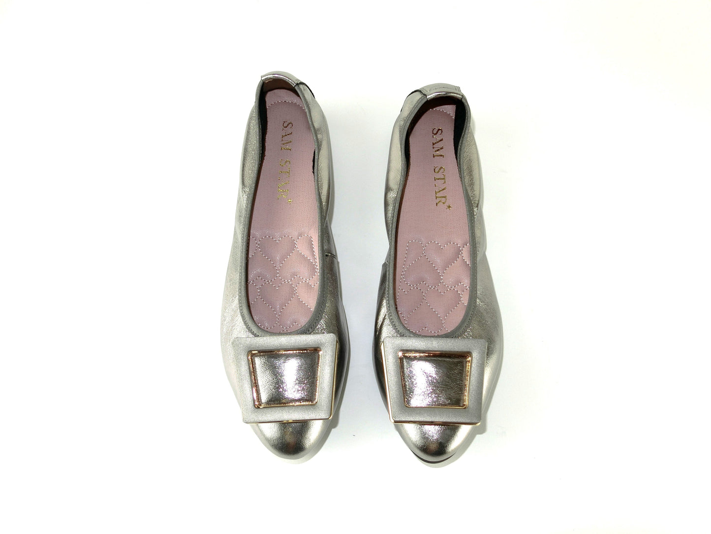 12W01 Leather Pointy buckle pumps with extra cushions (New) Pumps Sam Star Shoes Pewter 36 (3) 