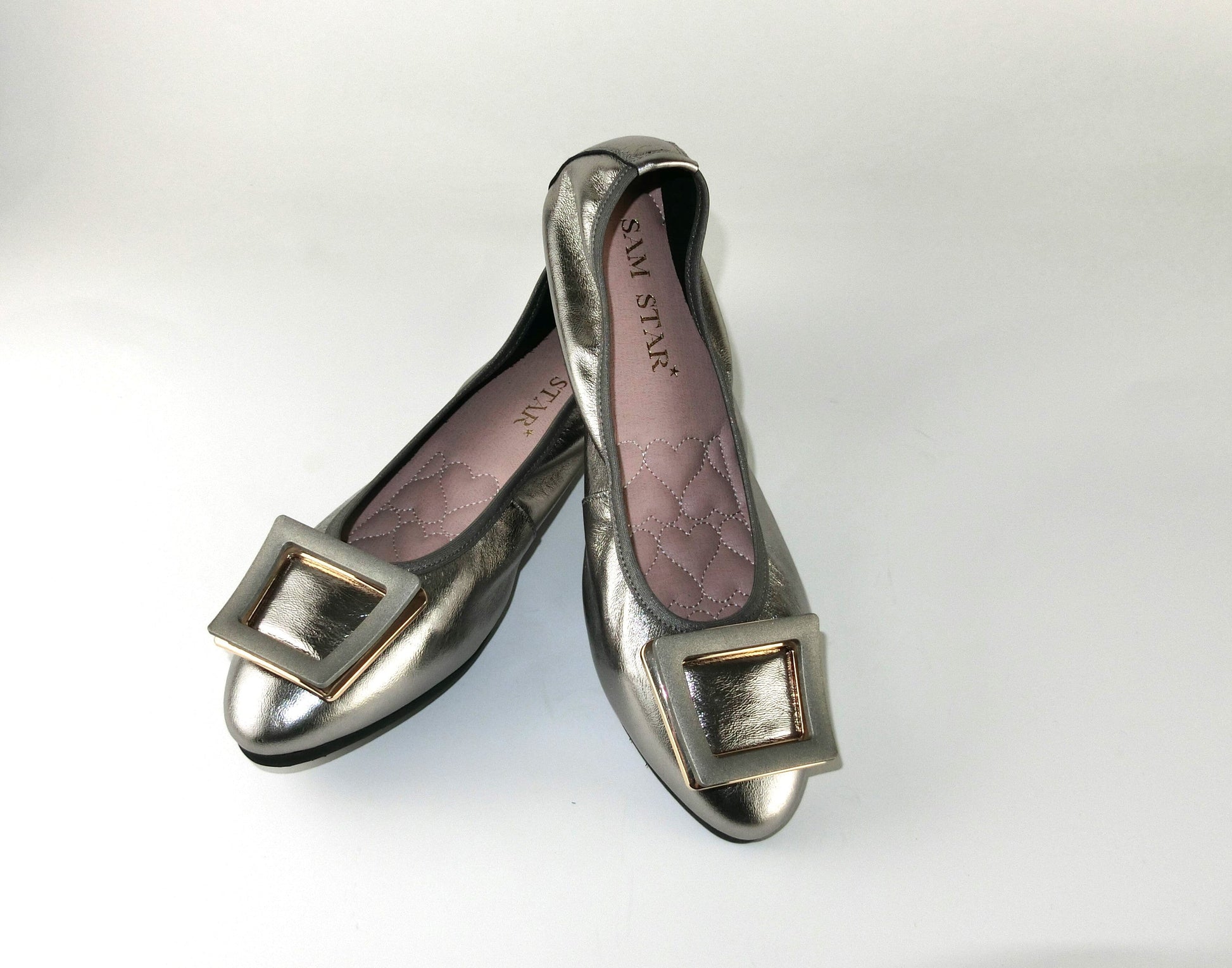 12W01 Leather Pointy buckle pumps with extra cushions (New) Pumps Sam Star Shoes Pewter 37 (4) 