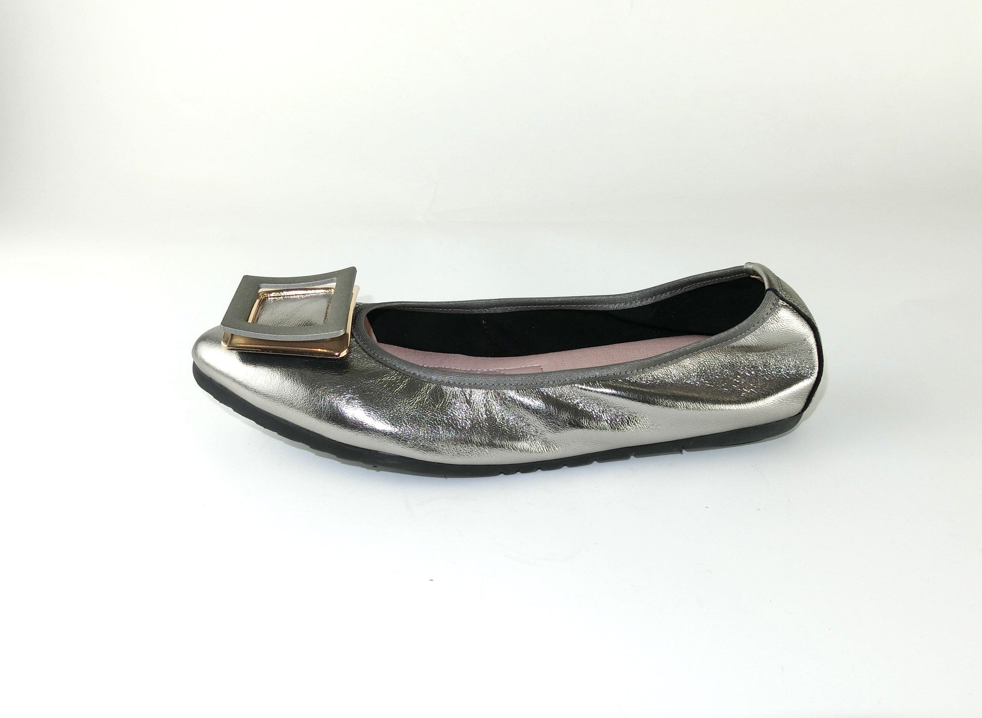 12W01 Leather Pointy buckle pumps with extra cushions (New) Pumps Sam Star Shoes Pewter 38 (5) 