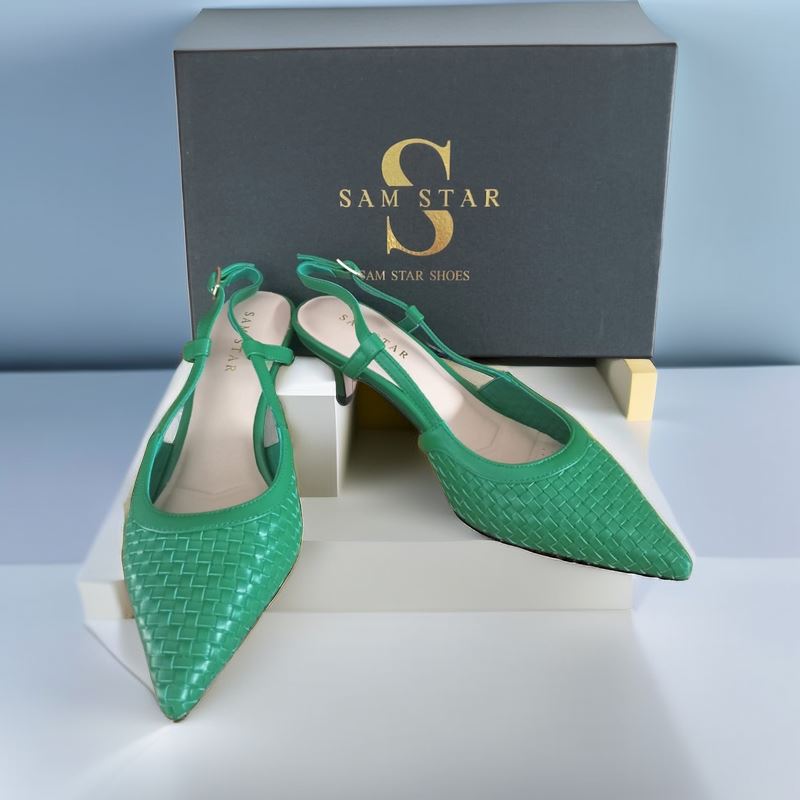 SS23010 Leather woven court shoes - Green (New Arrival) ladies shoes Sam Star shoes Green 36/3 