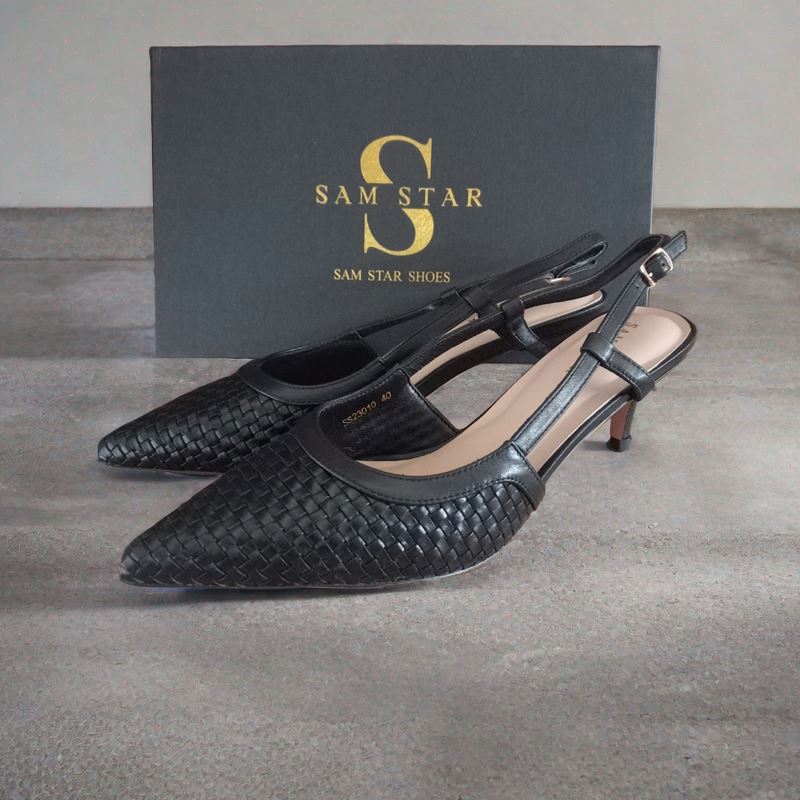 SS23010 Leather woven court shoes - Black (New Arrival) ladies shoes Sam Star shoes Black 36/3 