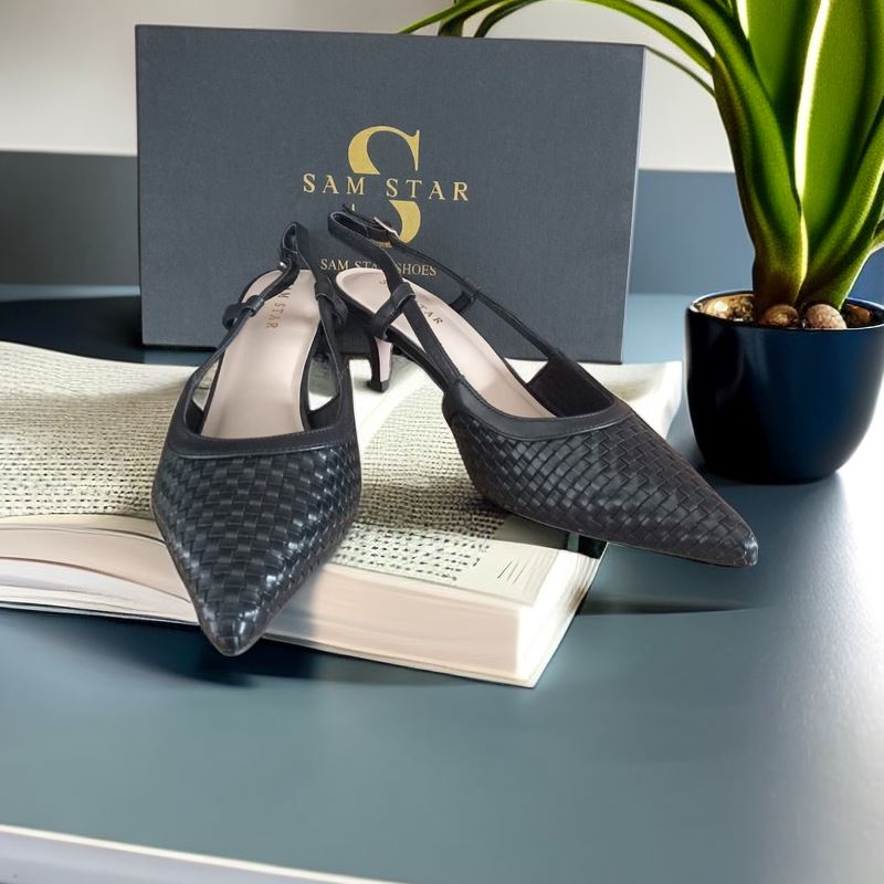 SS23010 Leather woven court shoes - Black (New Arrival) ladies shoes Sam Star shoes 
