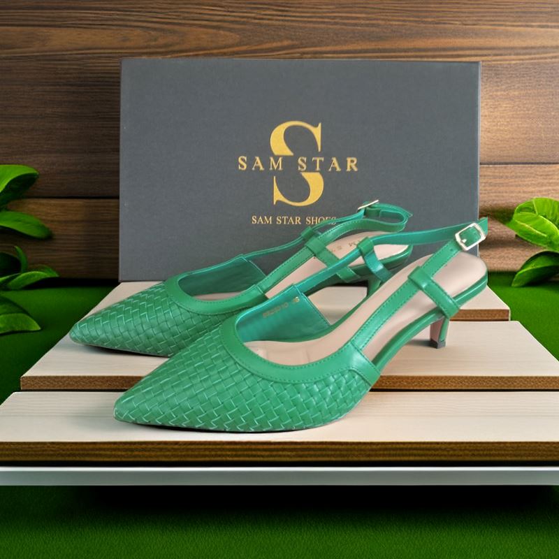 SS23010 Leather woven court shoes - Green (New Arrival) ladies shoes Sam Star shoes Green 40/7 