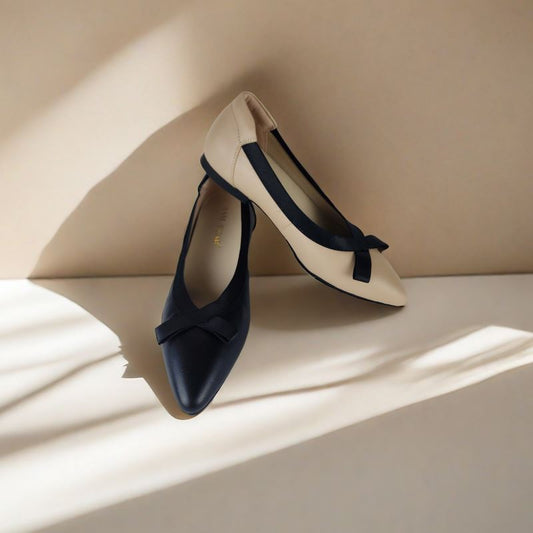 SS24006 Pointy Leather pumps with bow and extra cushion( new arrival ) Pumps Sam Star Shoes 