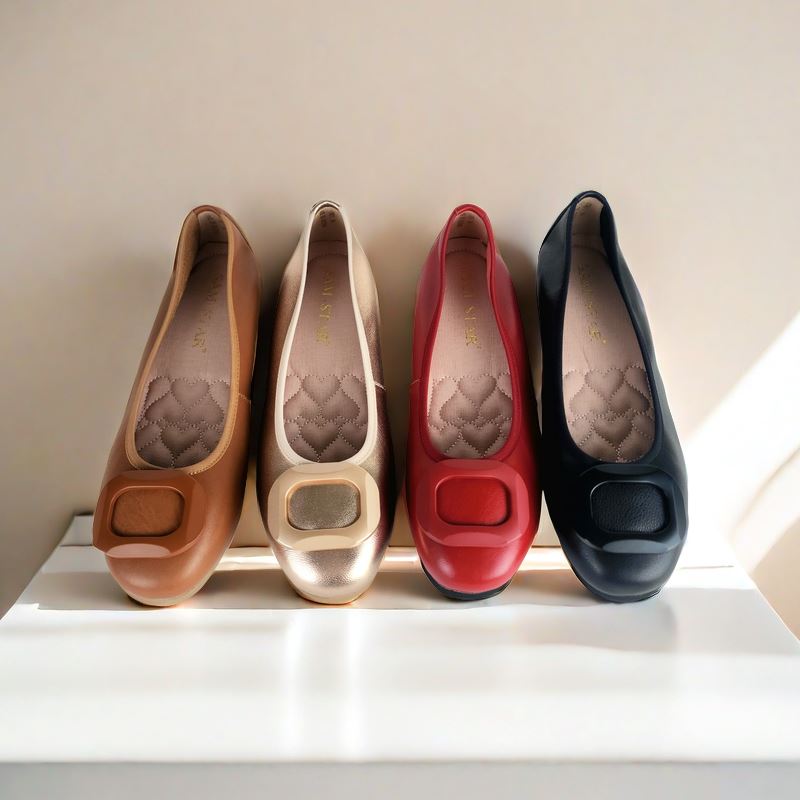 17W01 Leather buckle pumps with extra cushions (New Arrival) Pumps Sam Star Shoes 