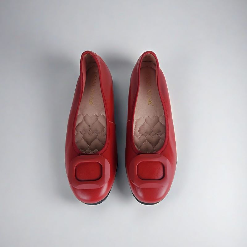 17W01 Leather buckle pumps with extra cushions (New Arrival) Pumps Sam Star Shoes Red 37 (4) 