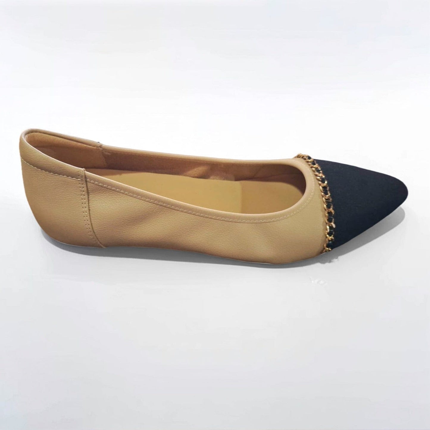 SS23001 Pointy Leather pumps with chain detail and extra cushion( new arrival ) Pumps Sam Star Shoes Beige 36/3 