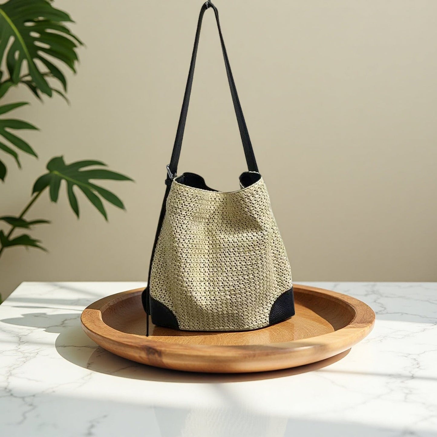 SS-70231 Black woven handbag Sam Star Shoes 