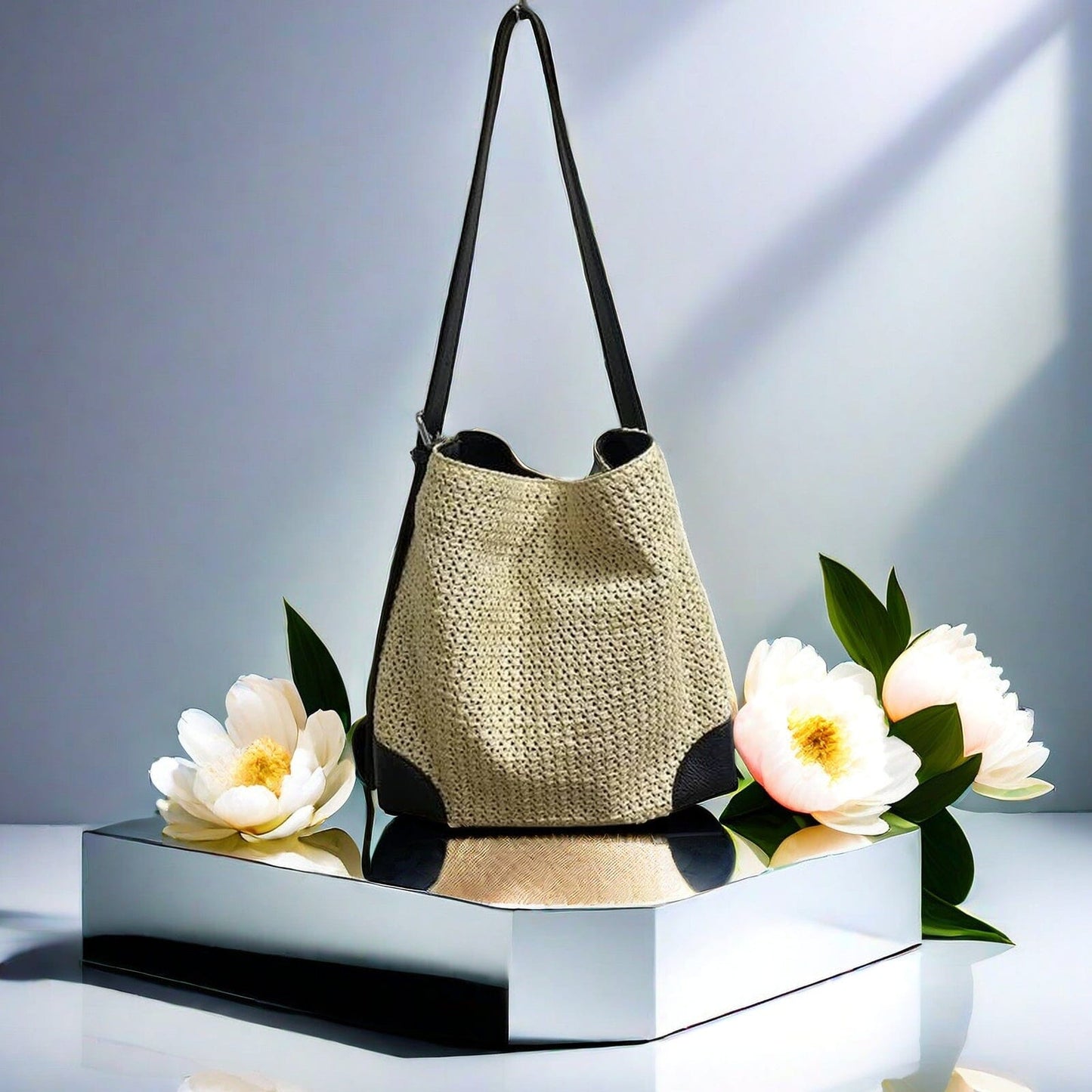 SS-70231 Black woven handbag Sam Star Shoes 