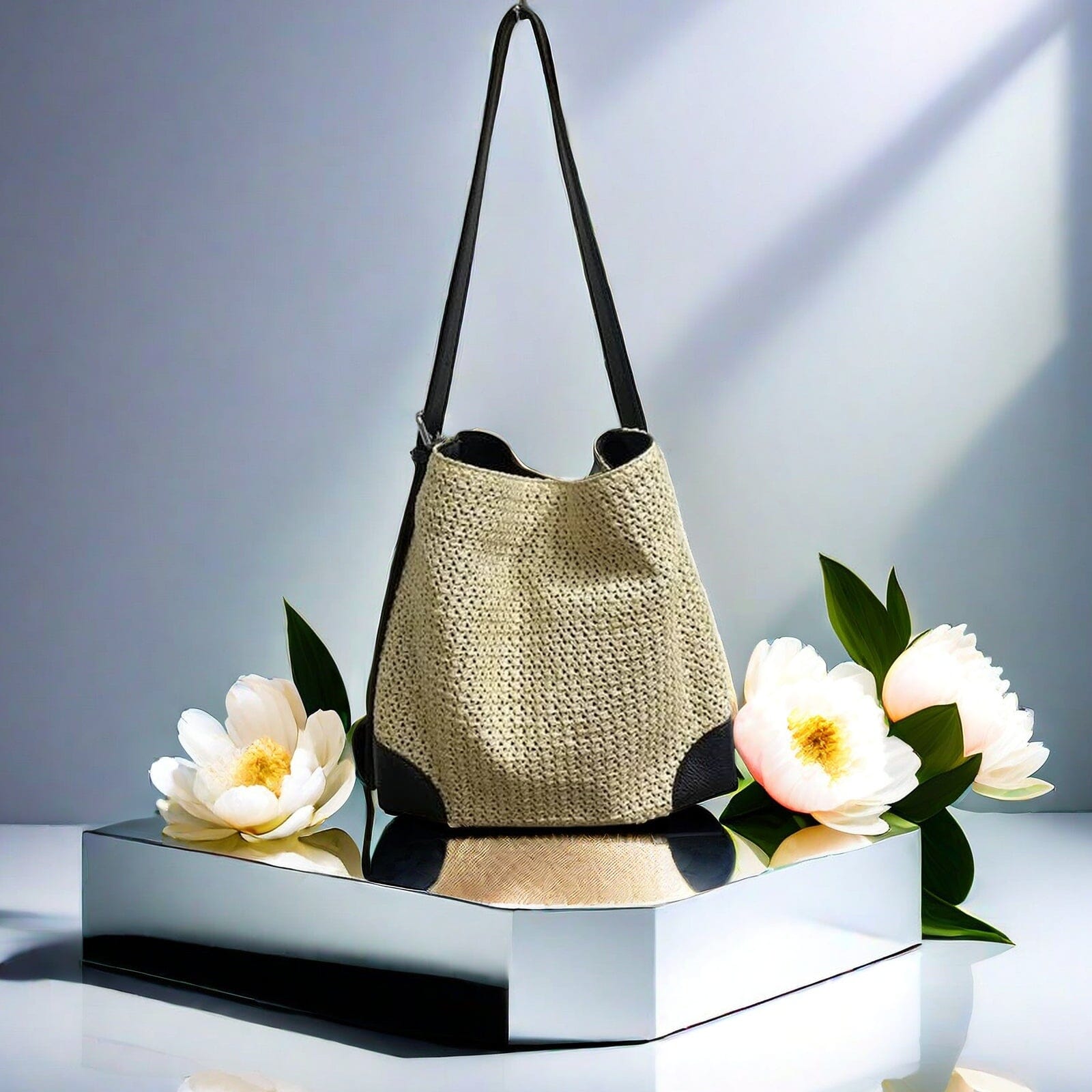 SS-70231 Black woven handbag Sam Star Shoes 