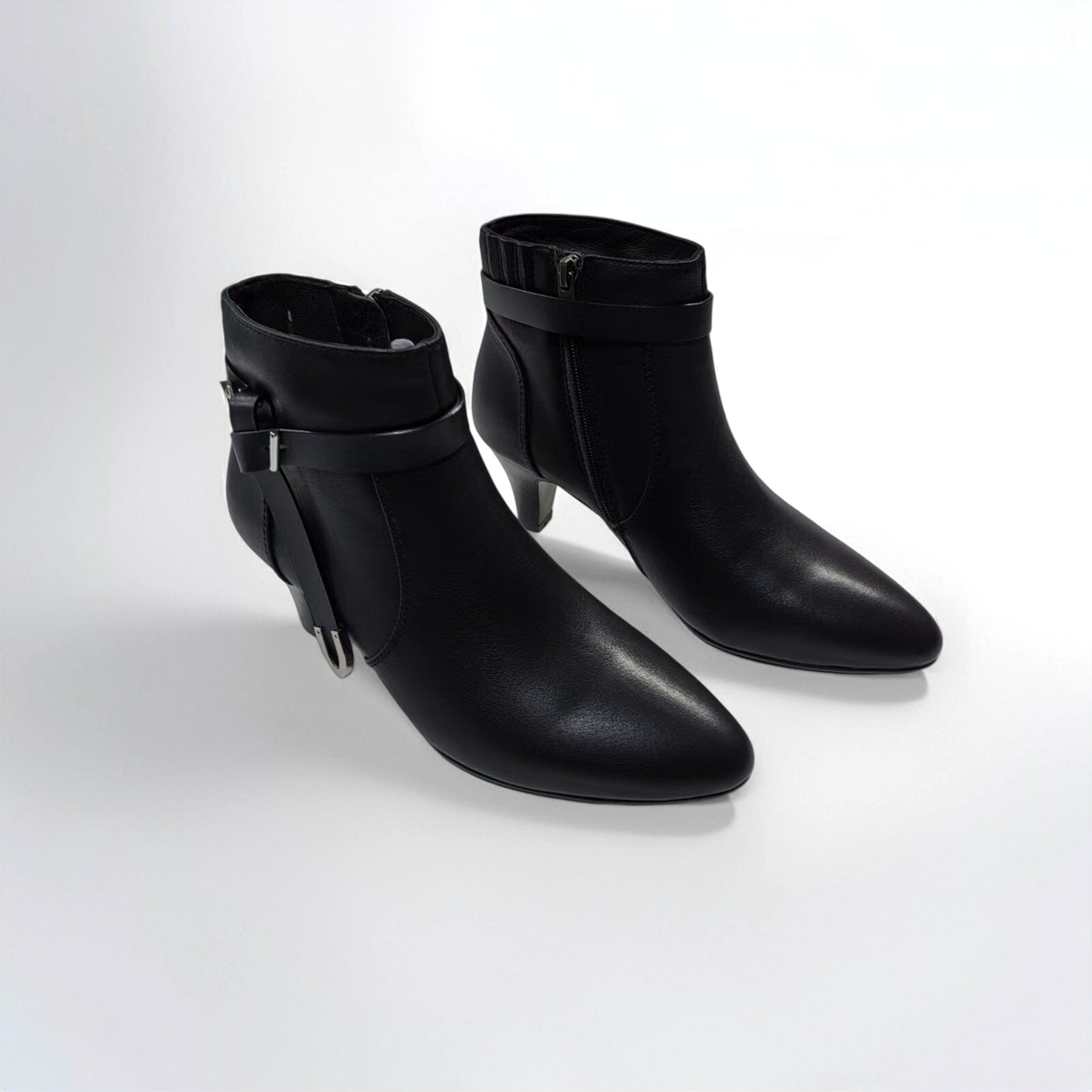 SS26009 Leather ankle boots with kitten heel and removable straps in Black (NEW) Boots Sam Star shoes 