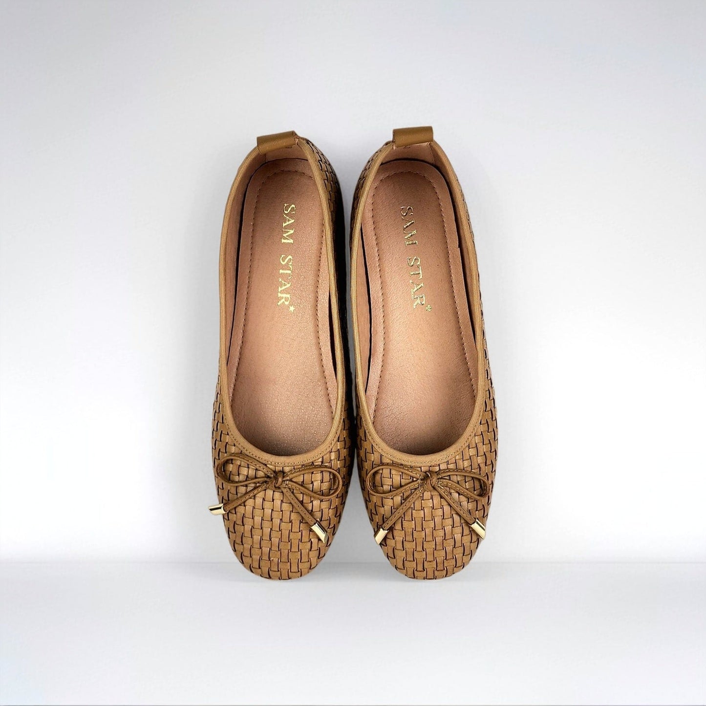 SS26013 Leather woven pumps in Tan and Gold (New) Pumps Sam Star shoes 