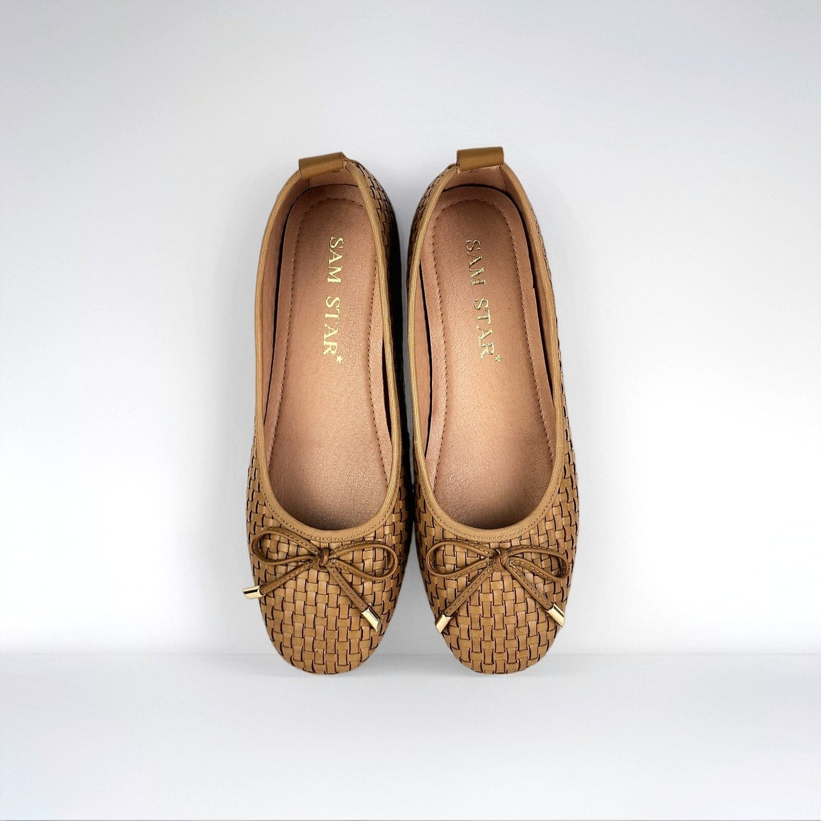 SS26013 Leather woven pumps in Tan and Gold (New) Pumps Sam Star shoes 