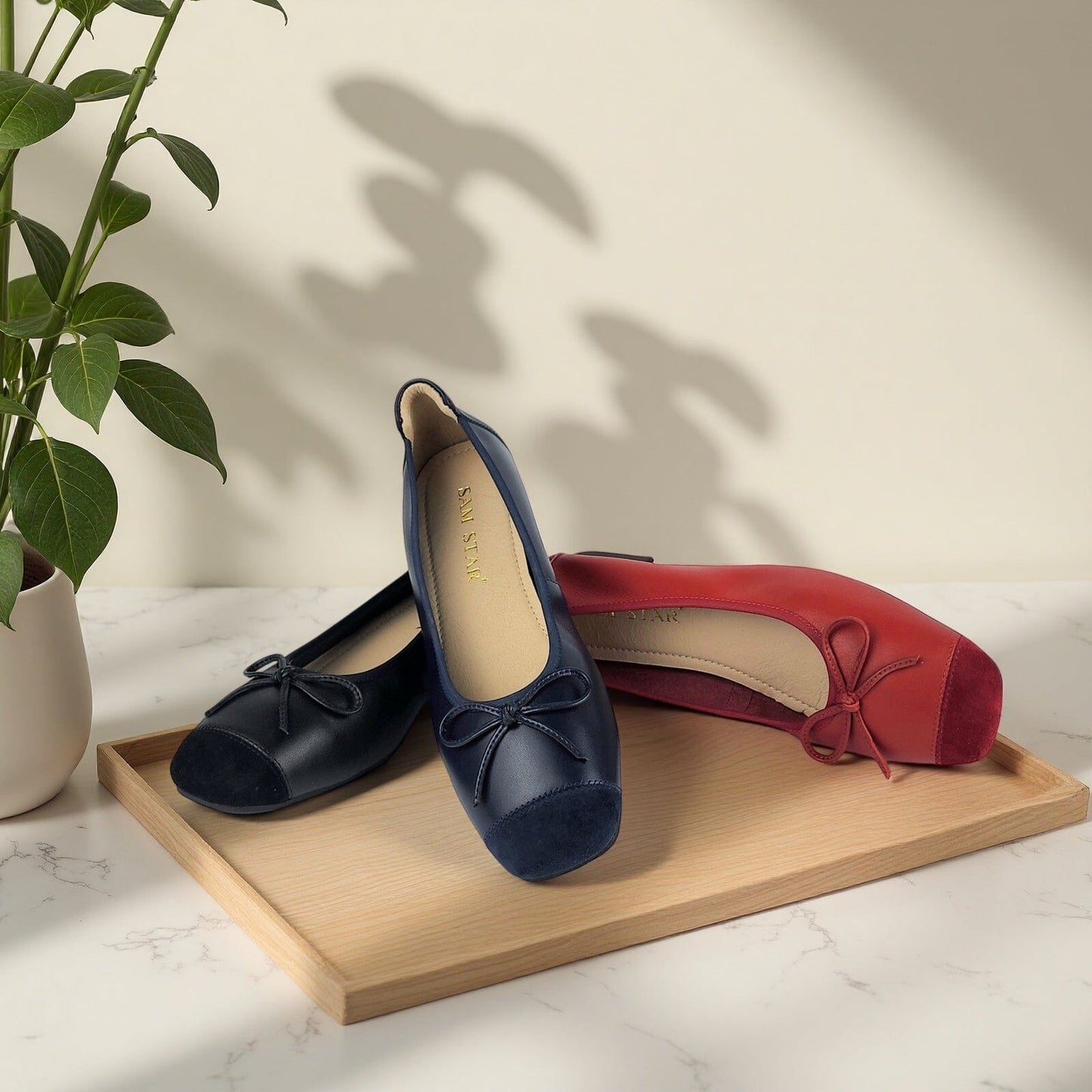 SS25007 Leather extra cushions pumps with bow (New) Pumps Sam Star Shoes 