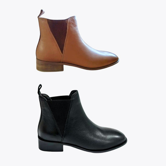 SS25006 Leather boots with elastic detail in Black (New) Boots Sam Star shoes 