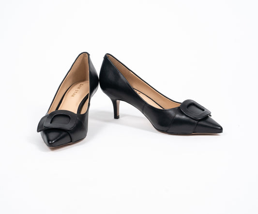 SS23005 Leather court shoes with buckle - Black (New Arrival) ladies shoes Sam Star shoes 