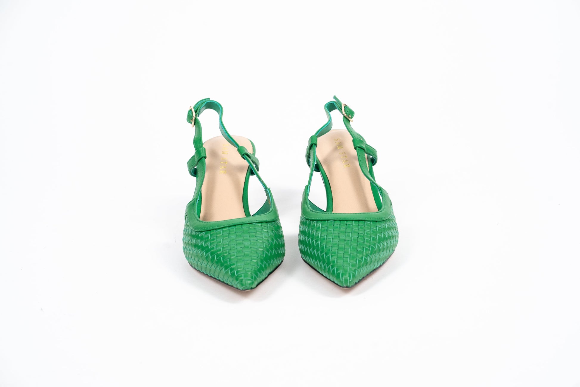 SS23010 Leather woven court shoes - Green (New Arrival) ladies shoes Sam Star shoes Green 37/4 