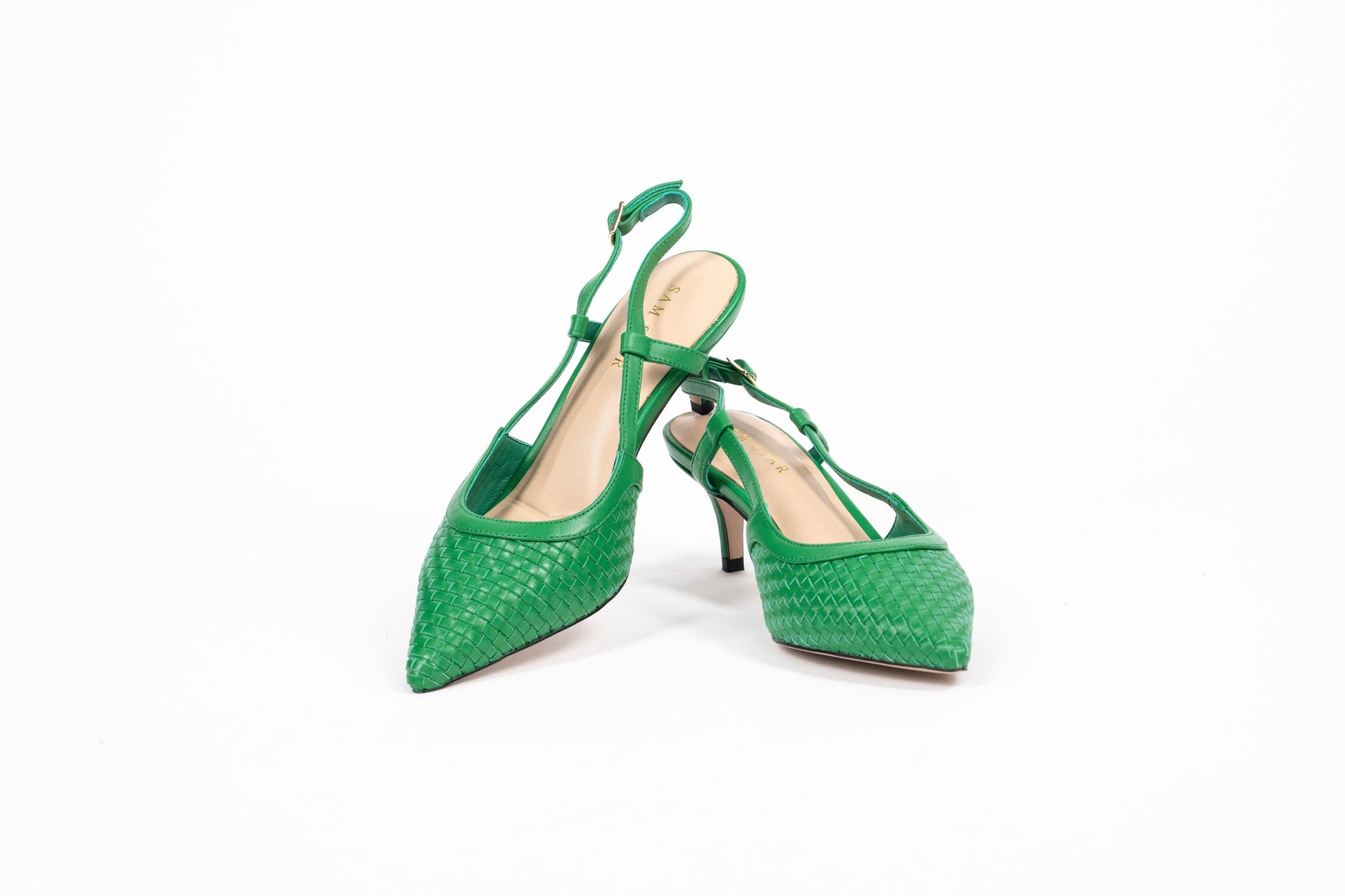 SS23010 Leather woven court shoes - Green (New Arrival) ladies shoes Sam Star shoes 