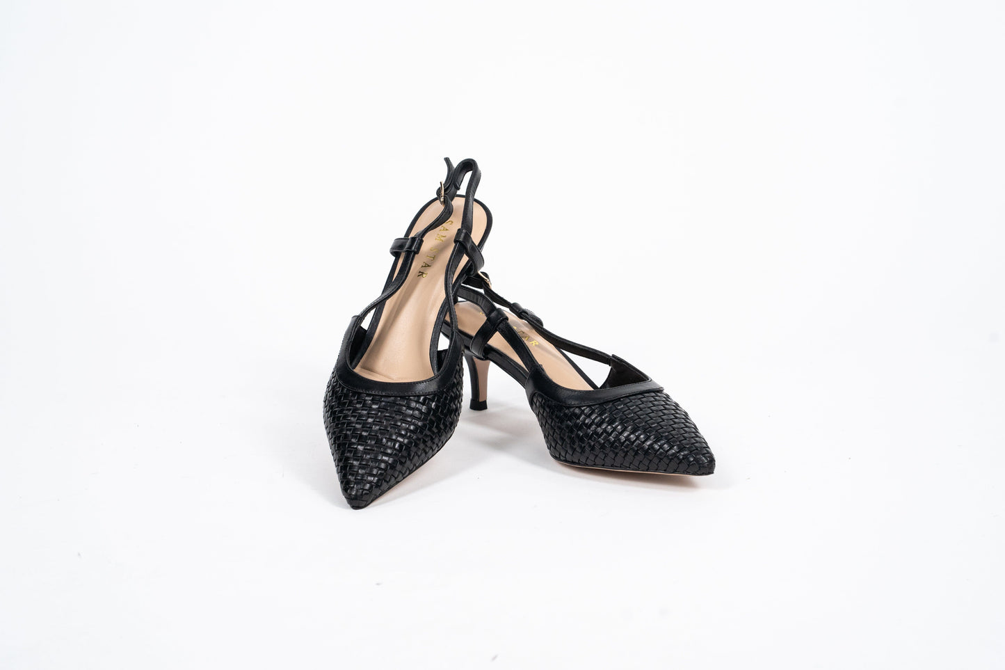SS23010 Leather woven court shoes - Black (New Arrival) ladies shoes Sam Star shoes 