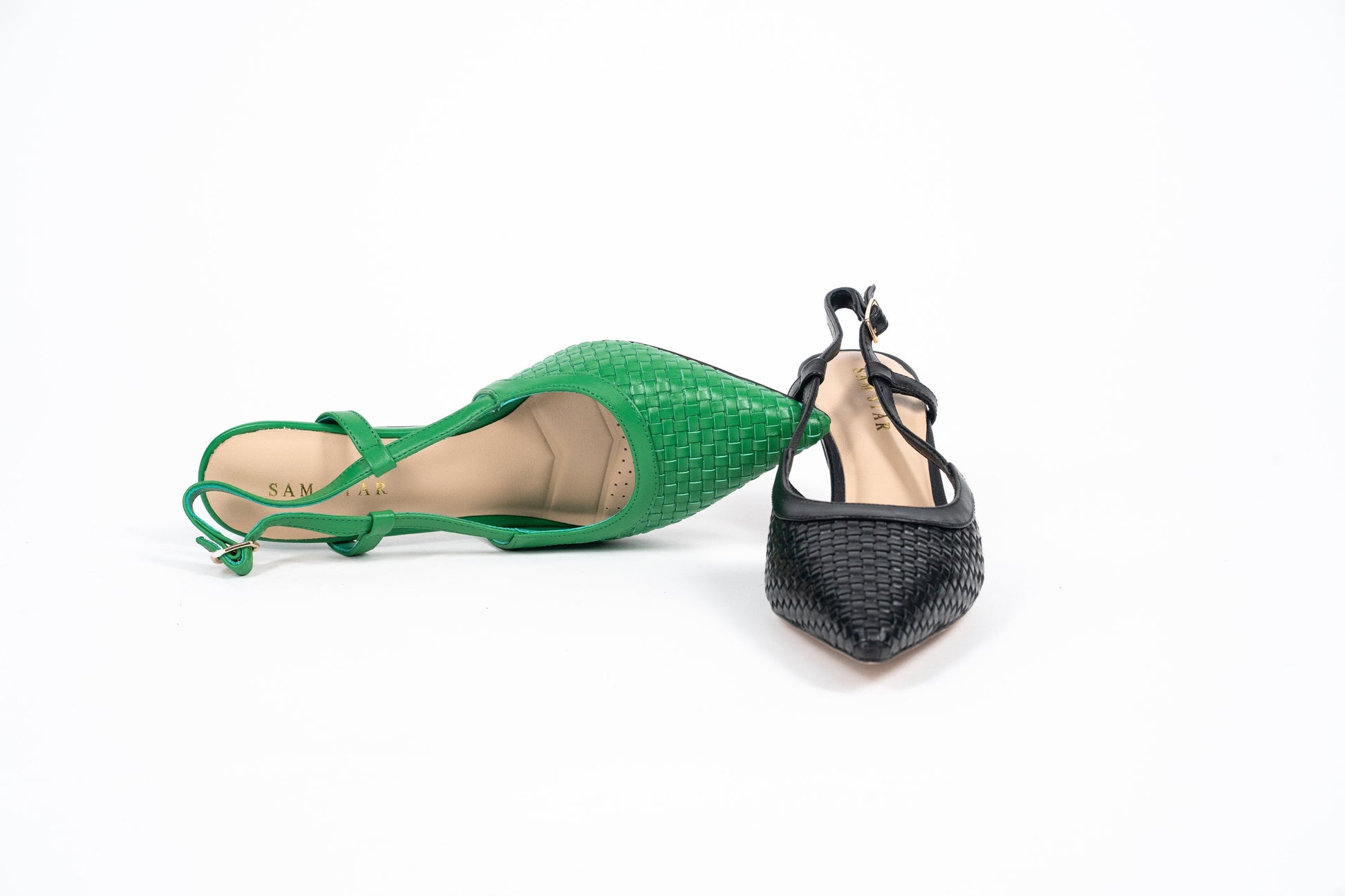 SS23010 Leather woven court shoes - Green (New Arrival) ladies shoes Sam Star shoes 
