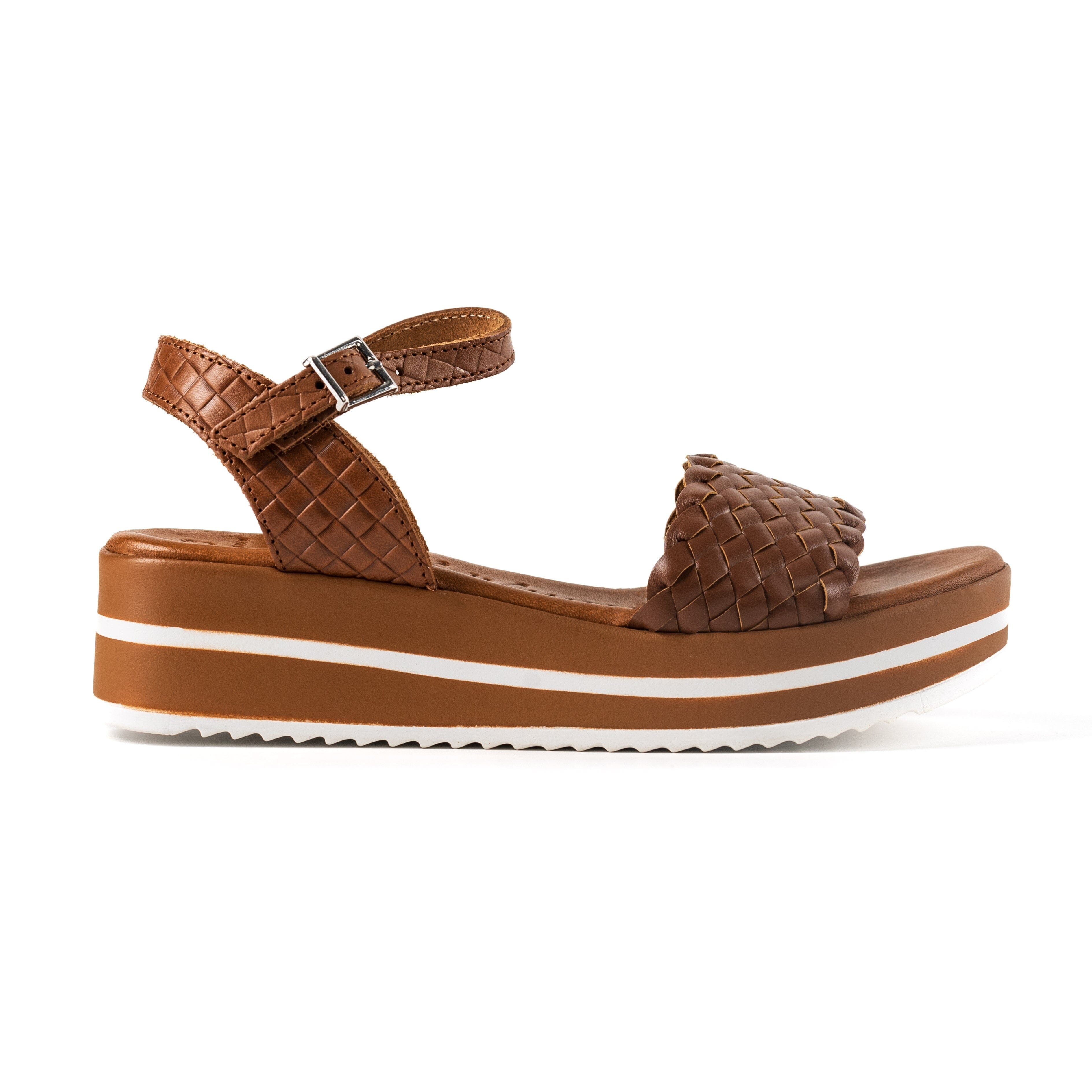 Tan leather hot sale woven sandals