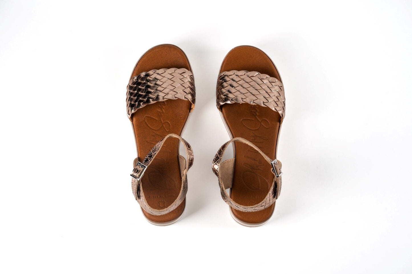 5276TB Spanish leather woven sandals/wedge in Gold – Sam Star Shoes