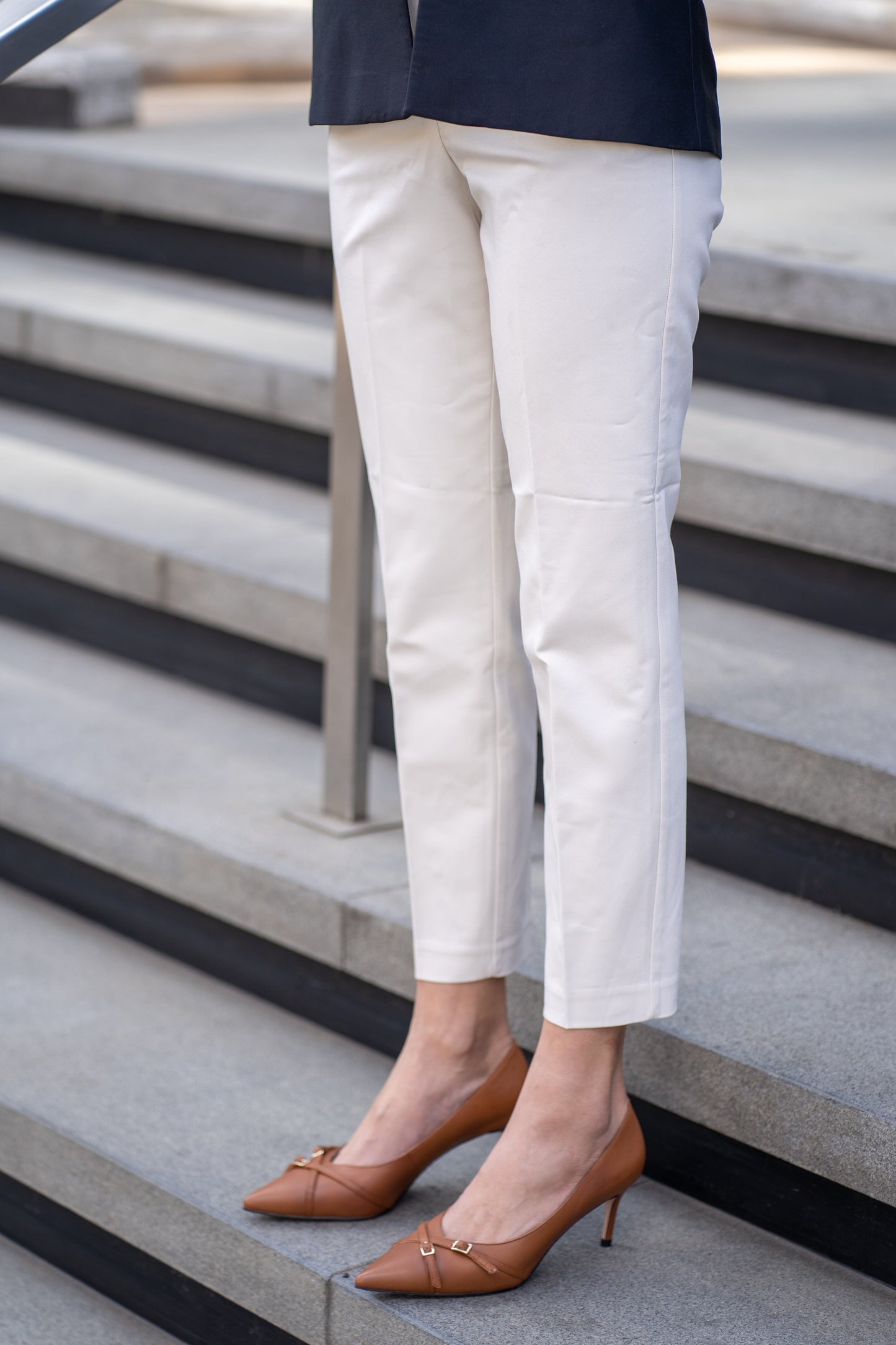 SS24005 Leather court shoes with small buckles in Black and Tan ladies shoes Sam Star shoes 