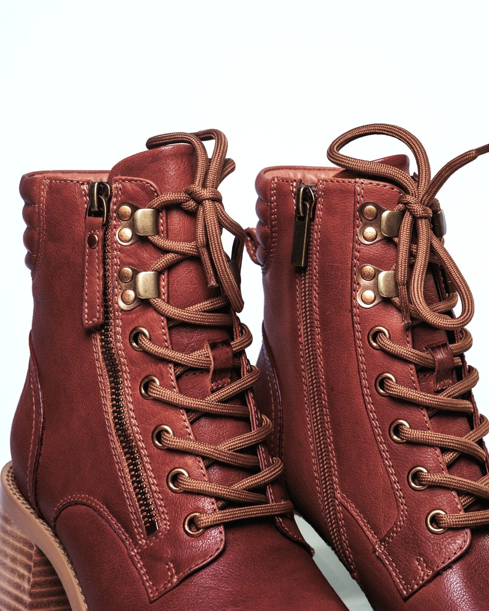 SS26010 Leather block heel boots with lace up in brown and black ( NEW ) Boots Sam Star shoes 