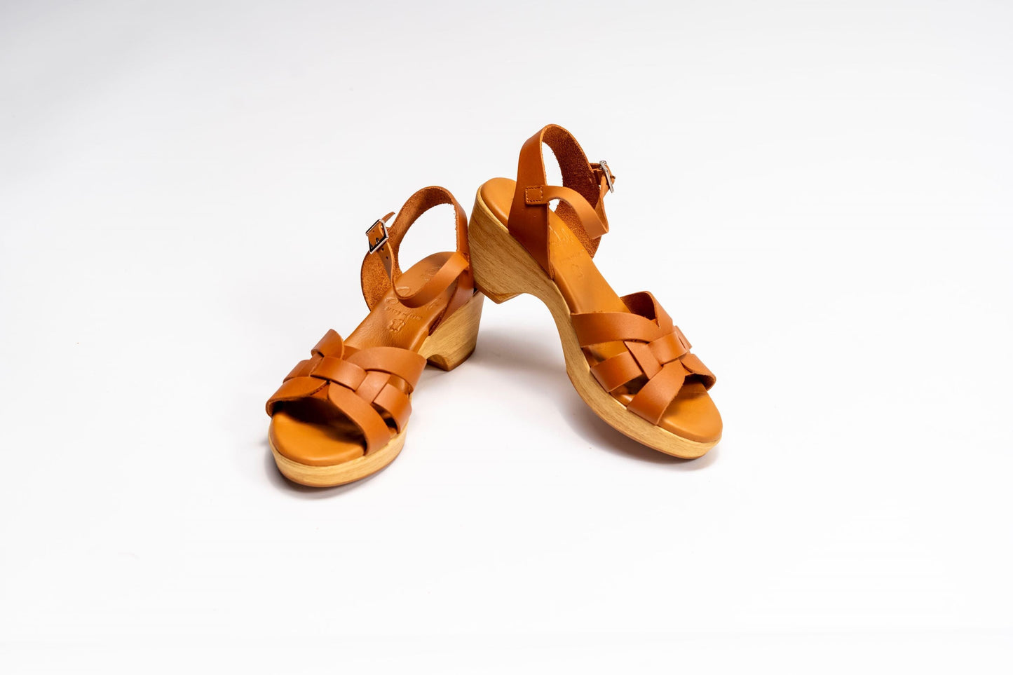 5387 Spanish leather strappy sandals/wedge in Tan and Black sandals Sam Star Shoes 