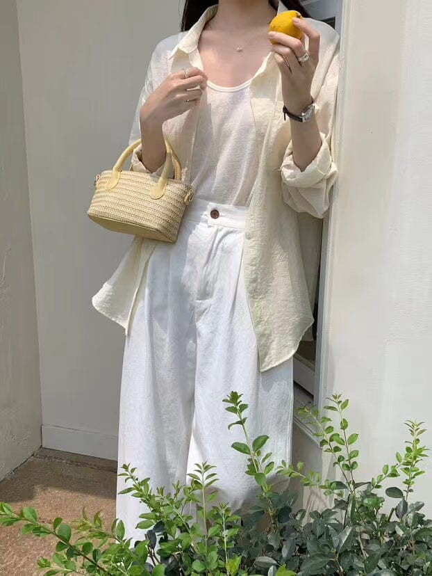 SS70235 Woven basket bag with handle Sam Star Shoes 