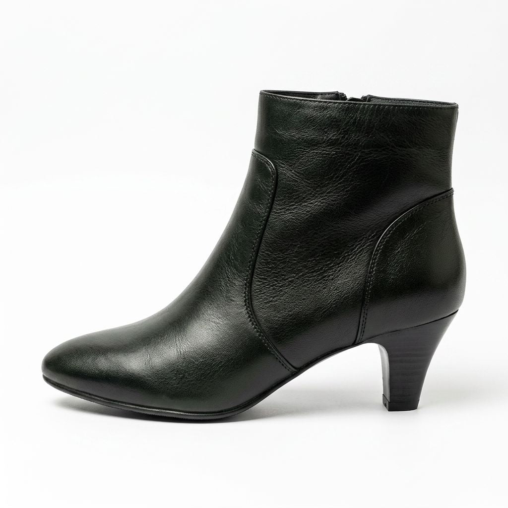 SS26009 Leather ankle boots with kitten heel and removable straps in Black (NEW) Boots Sam Star shoes 