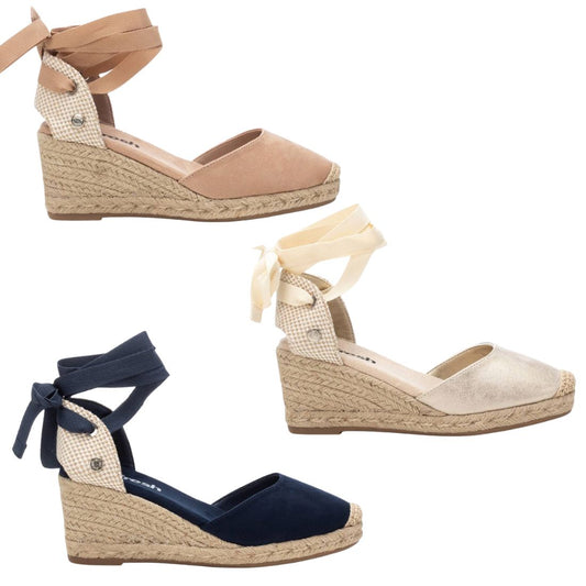 172642 Spanish Wedge with expadrilles sandals in Navy, Beige and Gold sandals Sam Star Shoes 