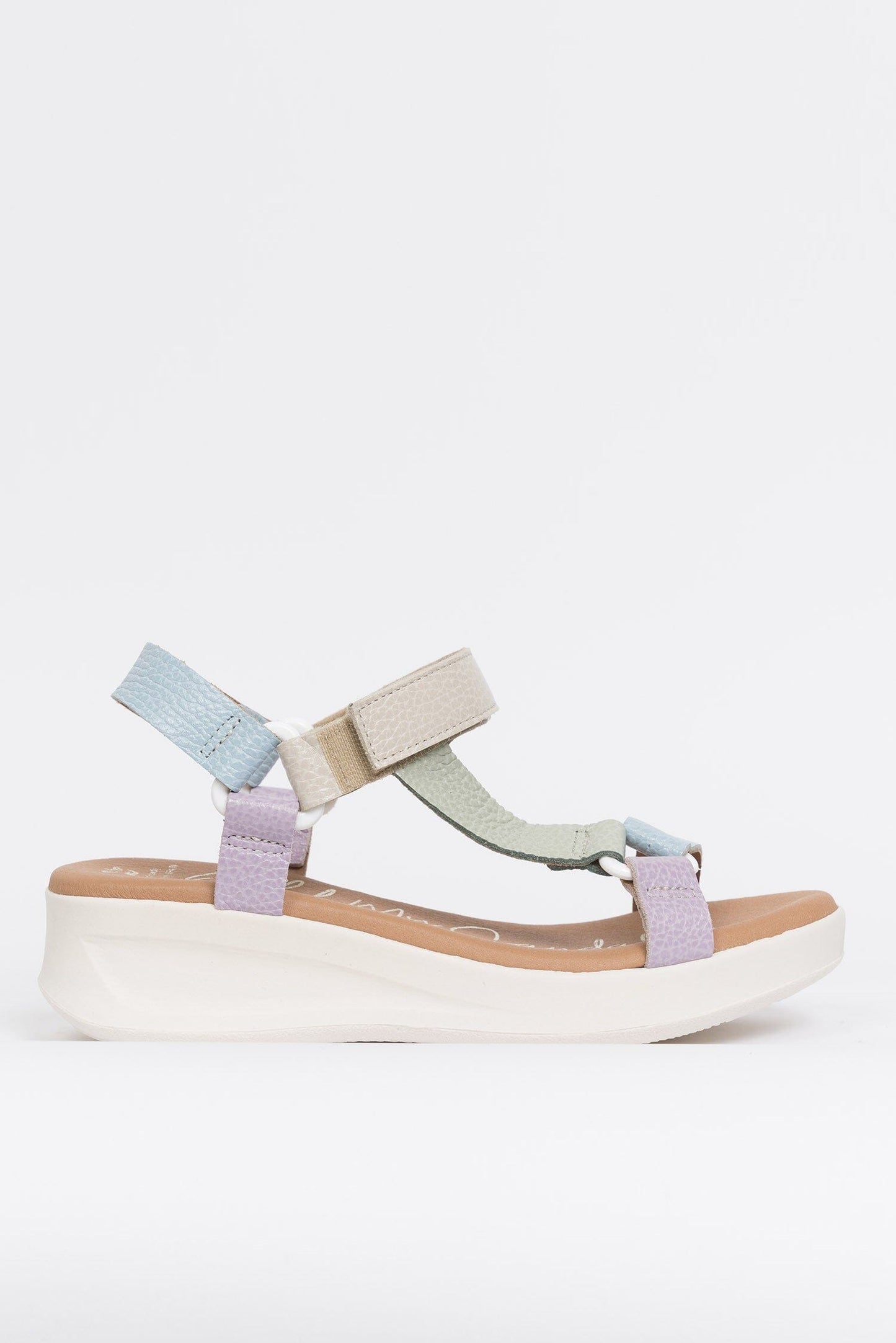 5186 Spanish leather Sport delux sandals/wedge with velcro in Pastel colour sandals Sam Star Shoes 