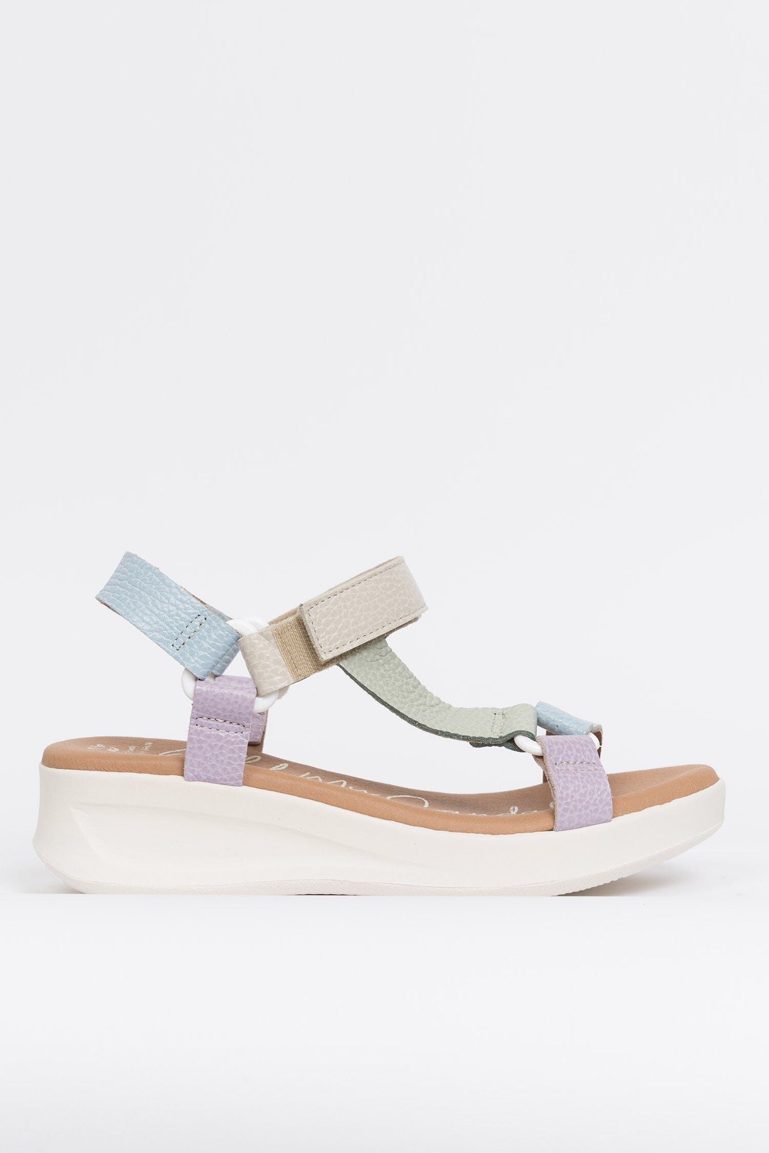 5186 Spanish leather Sport delux sandals/wedge with velcro in Pastel colour sandals Sam Star Shoes 