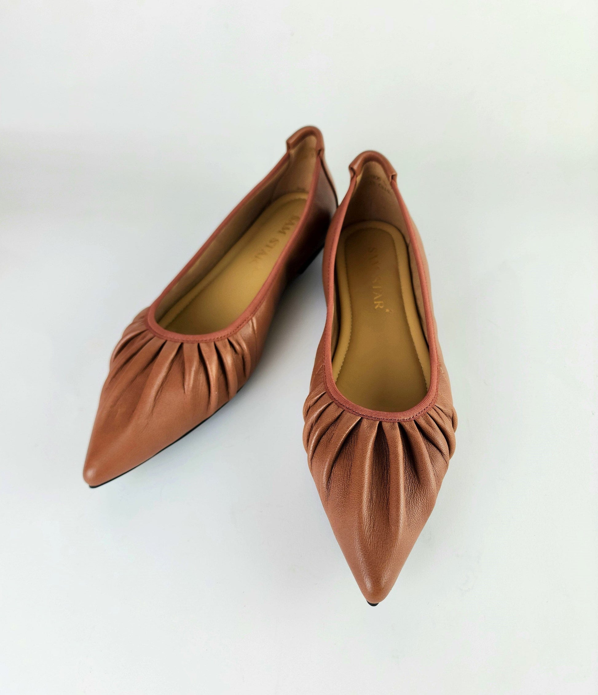 SS22006 Pointy Leather pumps with gathering details with extra cushionn (new) Pumps Sam Star Shoes 