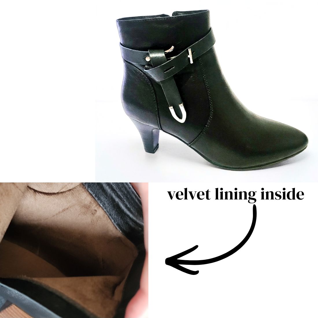 SS26009 Leather ankle boots with kitten heel and removable straps in Black (NEW) Boots Sam Star shoes 