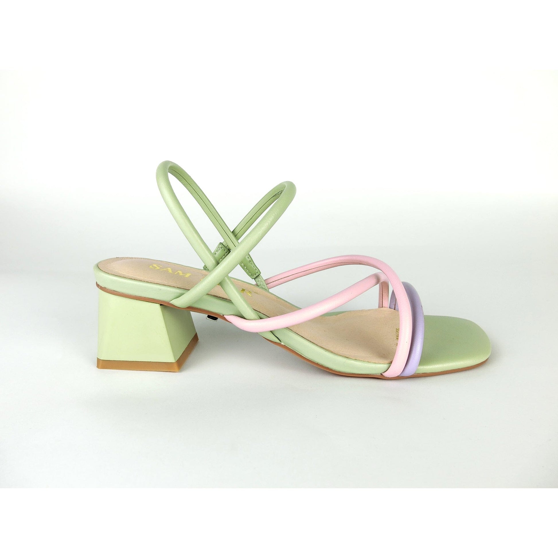 SS22007 Genuine leather strappy block heel sandals in mint, pink and lilac sandals Sam Star Shoes Mint.PInk.Lilac 37/4 