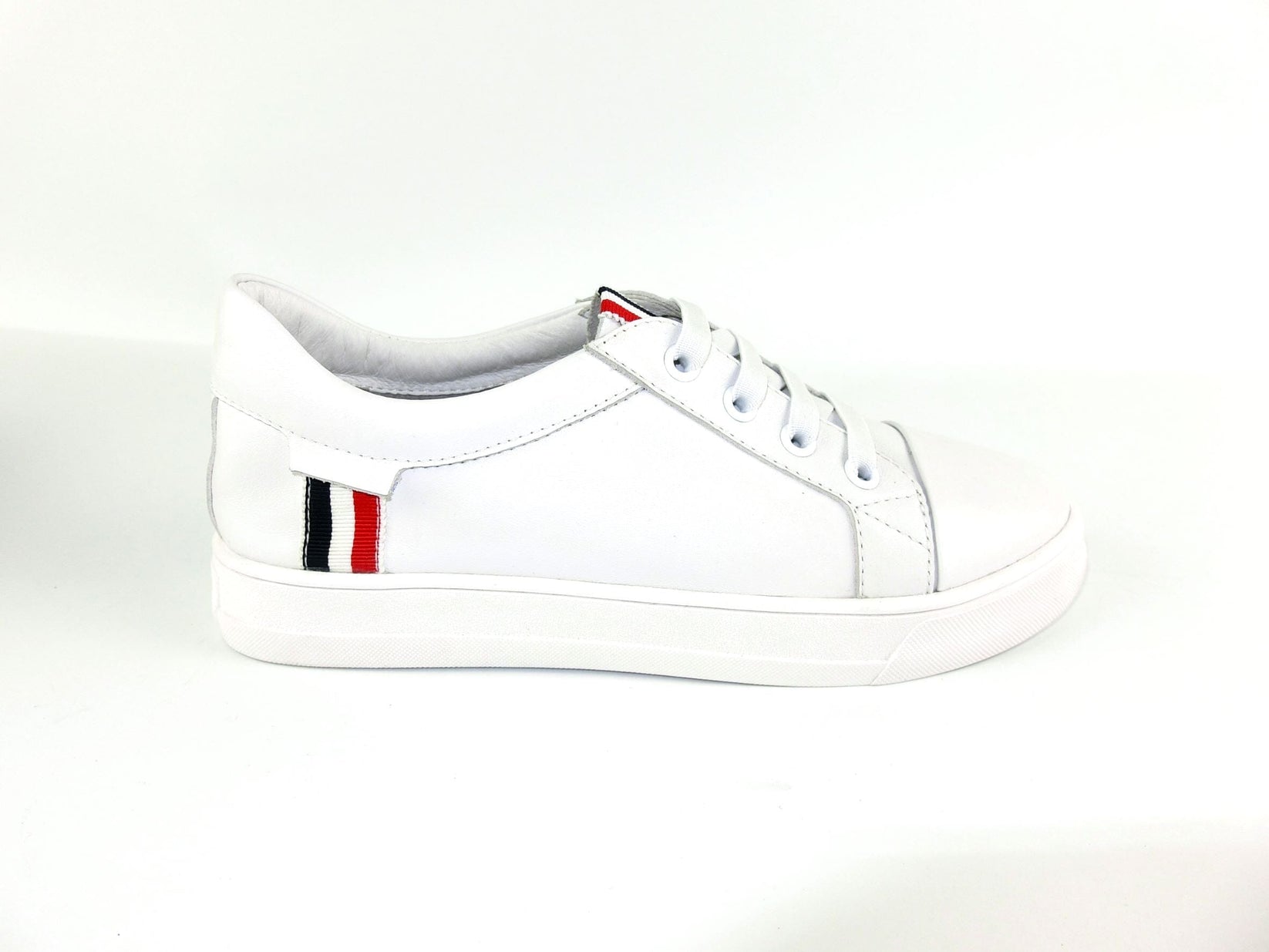 SS22003 Genuine leather sneakers with extra cushions- White with Blue ...