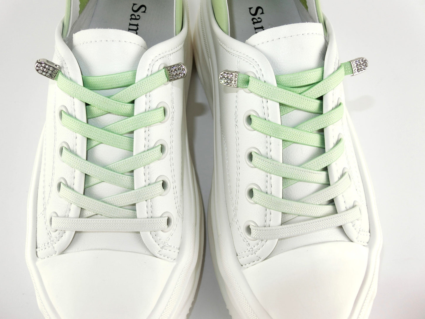 SS23003 Genuine leather white sneakers with cushions- Mint and Pale blue sneakers Sam Star Shoes 