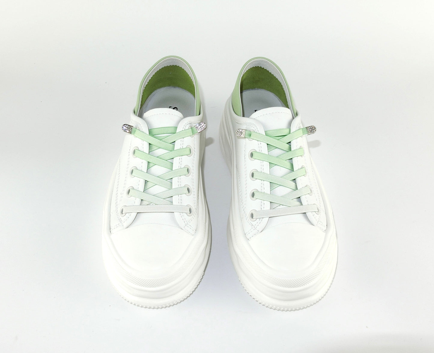 SS23003 Genuine leather white sneakers with cushions- Mint and Pale blue sneakers Sam Star Shoes White Mint 36/3 