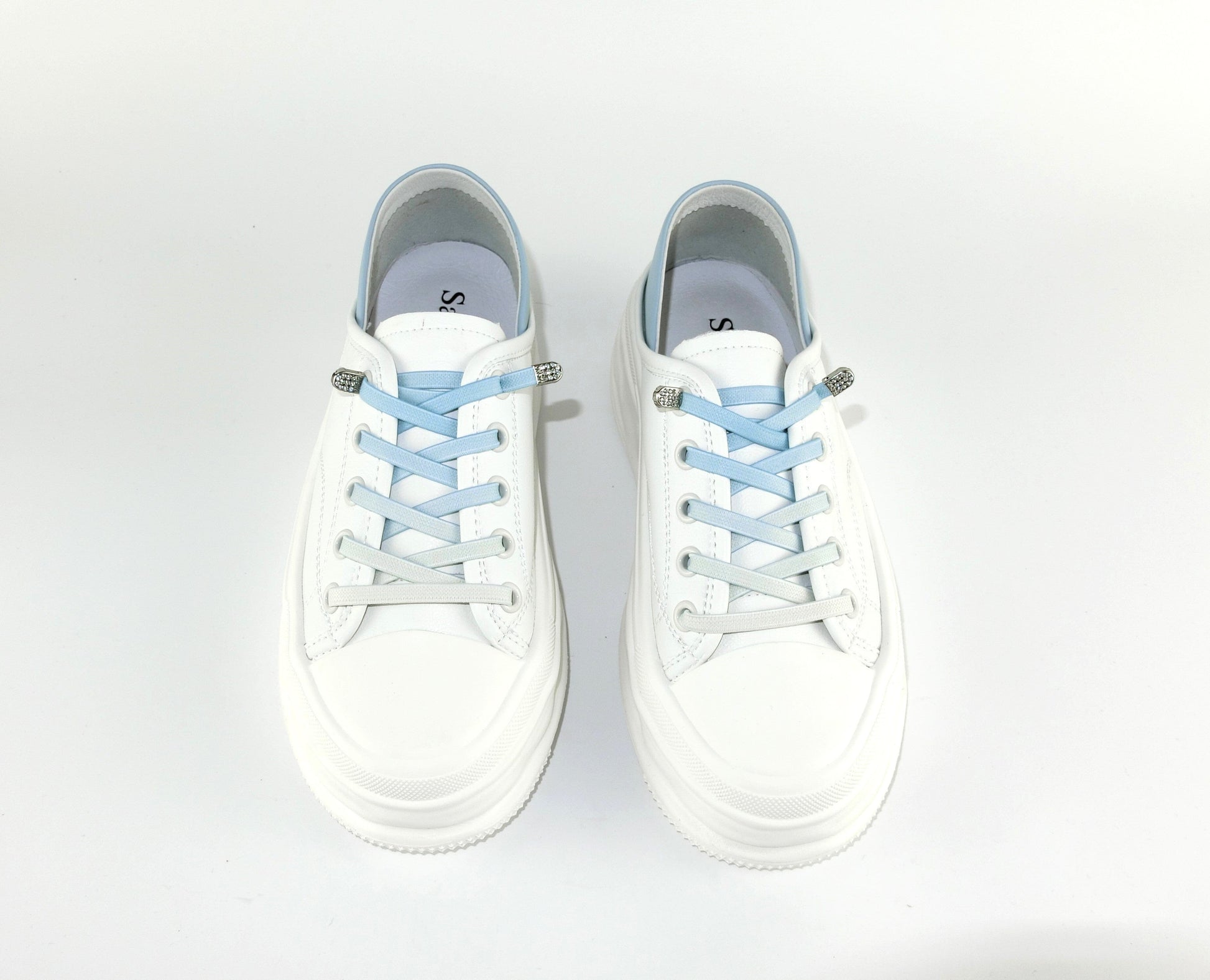 SS23003 Genuine leather white sneakers with cushions- Mint and Pale blue sneakers Sam Star Shoes White Blue 37/4 