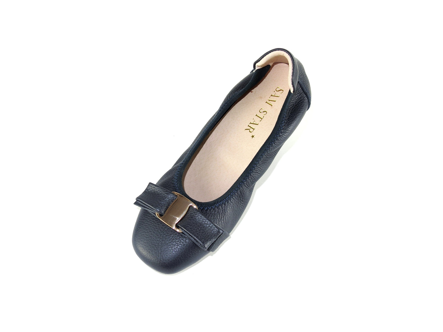 163-13 Leather pumps with gold buckle ( SALE ) Pumps Sam Star shoes Navy 36/3 